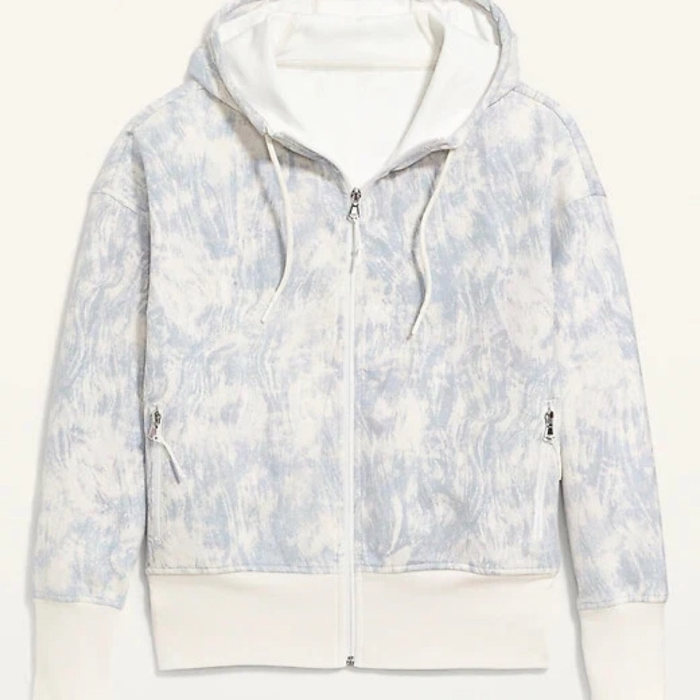 🩵Old Navy Girls Sm. 6-7 Long Sleeve Dynamic Fleece Zip-up Hoodie in Blue Print
